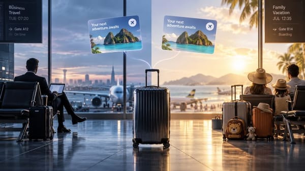 Business traveler and family receiving the same generic airline offer.